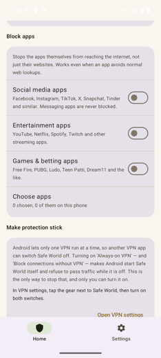 Make protection stick section explaining always-on VPN, plus uninstall protection below