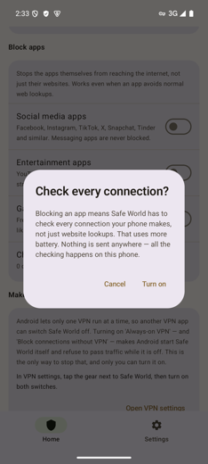 Android Activate device admin app prompt for Safe World