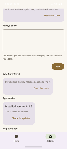 App version section showing an available update