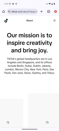 TikTok loading before the toggle