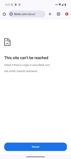 TikTok refusing to load after the toggle